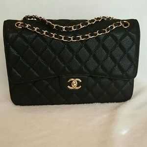 Caviar double flap handbag
